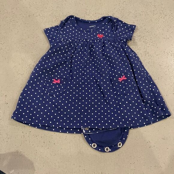 Carters blue polka dot dress 3M - Picture 1 of 4